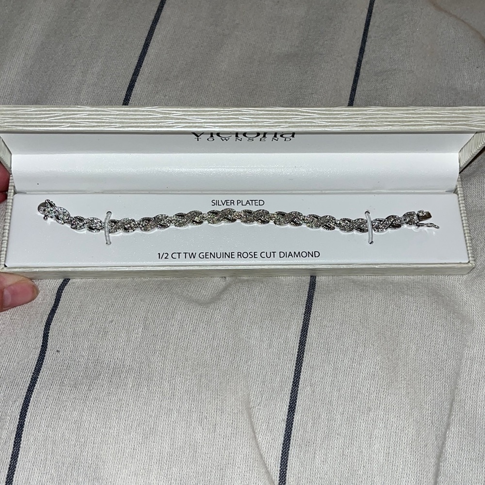 Victoria Townsend 1/2 CT Carat Rose Cut Diamond Bracelet Silver